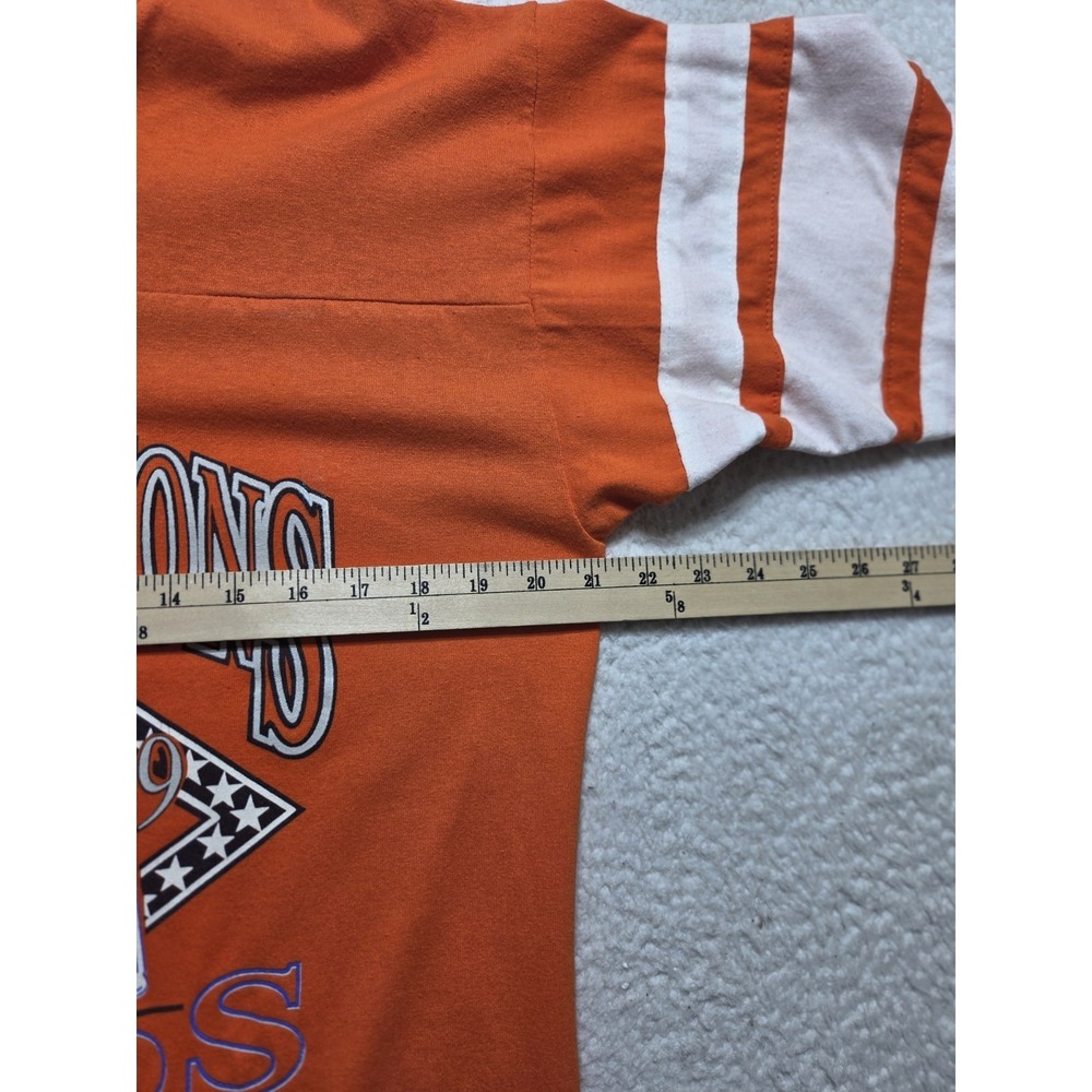 Vintage 1989 Denver Broncos AFC Champions Tee Size Large Logo 7 USA Orange Rare - Picture 5 of 8
